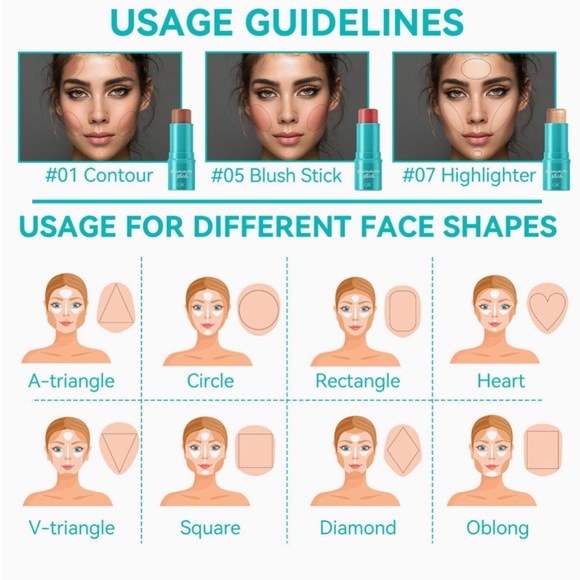 Cream Contour Stick Makeup (#1,5,7）3 piece set with brush - Picture 5 of 6